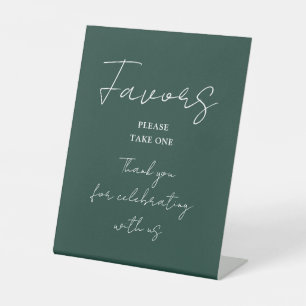 Emerald Green Minimalist Elegant Script Favorieten Reclamebord Met Voetstuk