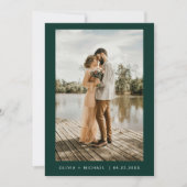 Emerald Green Minimalist Elegante Fotobruiloft Kaart (Voorkant)