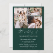 Emerald Green Minimalist Elegante Fotobruiloft Kaart (Achterkant)