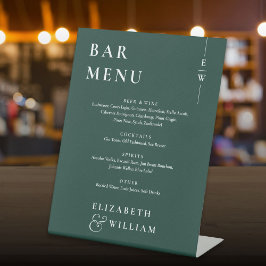 Emerald Green Minimalist Modern Bar Menu Reclamebord Met Voetstuk