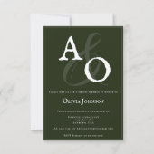 Emerald Green Minimalist Monogram Bruid Kaart (Voorkant)