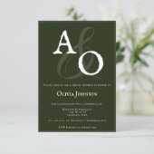 Emerald Green Minimalist Monogram Bruid Kaart (Staand voorkant)