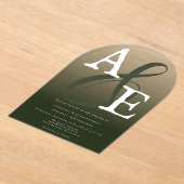 Emerald Green Minimalist Monogram bruiloft Acryl Uitnodigingen (Laagn)