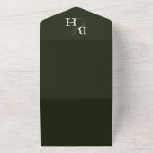 Emerald Green Minimalist Monogram bruiloft All In One Uitnodiging (Buitenkant)