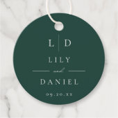 Emerald Green Minimalist Monogram bruiloft Bedankjes Labels (Voorkant)