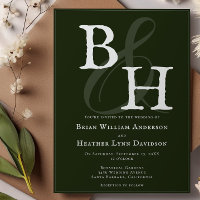 Emerald Green Minimalist Monogram bruiloft