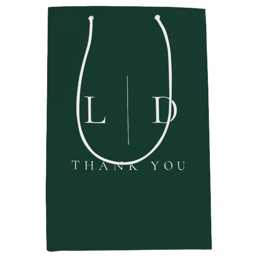 Emerald Green Minimalist Monogram bruiloft Medium Cadeauzakje (Voorkant)