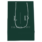 Emerald Green Minimalist Monogram bruiloft Medium Cadeauzakje (Achterkant)