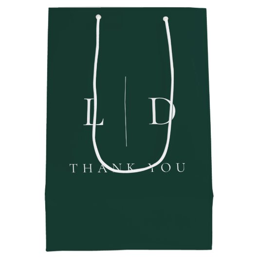 Emerald Green Minimalist Monogram bruiloft Medium Cadeauzakje (Achterkant)
