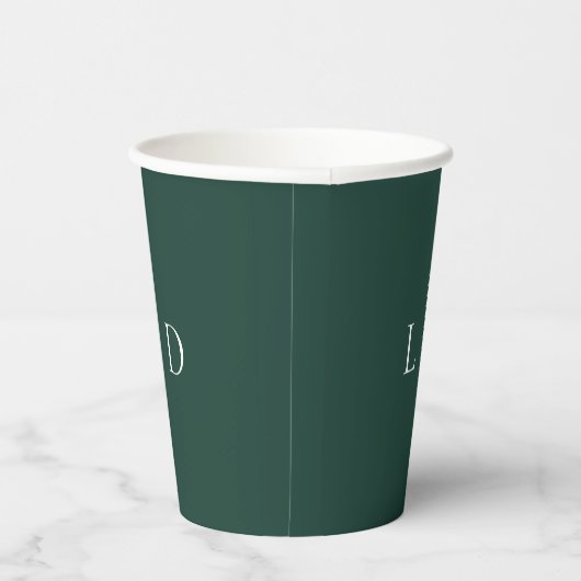 Emerald Green Minimalist Monogram bruiloft Papieren Bekers (Rechts)