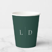 Emerald Green Minimalist Monogram bruiloft Papieren Bekers (Voorkant)