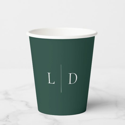 Emerald Green Minimalist Monogram bruiloft Papieren Bekers (Voorkant)