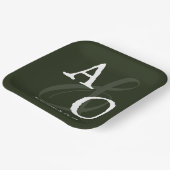 Emerald Green Minimalist Monogram bruiloft Papieren Bordje (Gebogen)