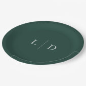 Emerald Green Minimalist Monogram bruiloft Papieren Bordje (Gekanteld)