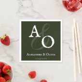 Emerald Green Minimalist Monogram bruiloft Servet (Insitu)