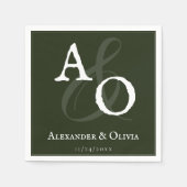 Emerald Green Minimalist Monogram bruiloft Servet (Voorkant)