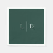 Emerald Green Minimalist Monogram bruiloft Servet (Voorkant)