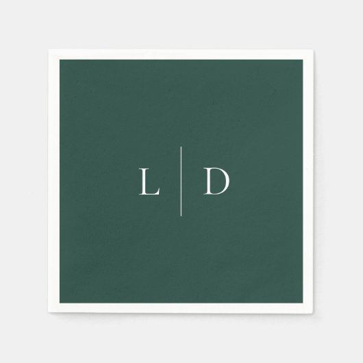Emerald Green Minimalist Monogram bruiloft Servet (Voorkant)