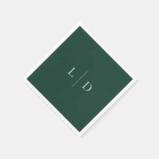 Emerald Green Minimalist Monogram bruiloft Servet (Hoek)
