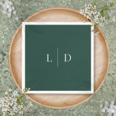 Emerald Green Minimalist Monogram bruiloft Servet