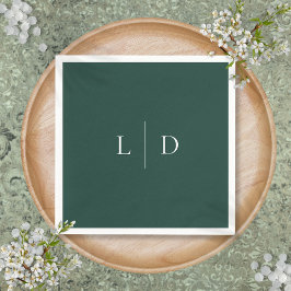 Emerald Green Minimalist Monogram bruiloft Servet