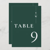 Emerald Green Minimalist Monogram Tafelnummer (Voorkant / Achterkant)