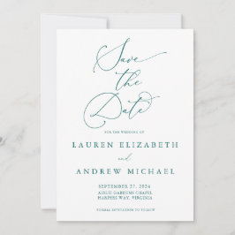 Emerald Green Minimalist Save the Date Invitation Kaart