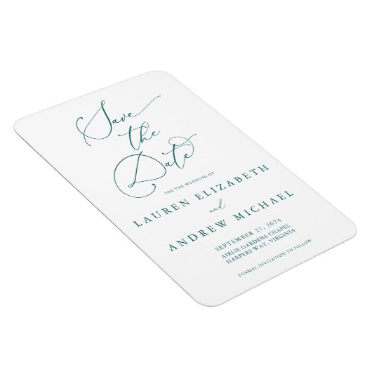 Emerald Green Minimalist Save the Date Invitation Magneet (Rechterzijde)