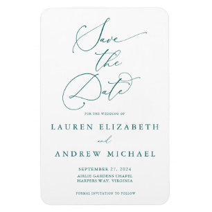 Emerald Green Minimalist Save the Date Invitation Magneet