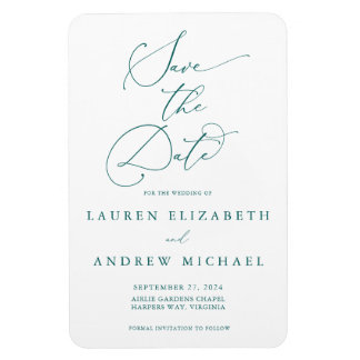 Emerald Green Minimalist Save the Date Invitation Magneet