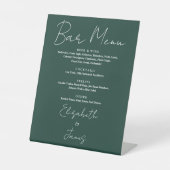 Emerald Green Minimalist Script Bar Menu Reclamebord Met Voetstuk (Voorkant)