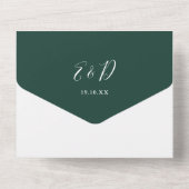 Emerald Green Minimalist Script QR Code Wedding All In One Uitnodiging (Achterkant)