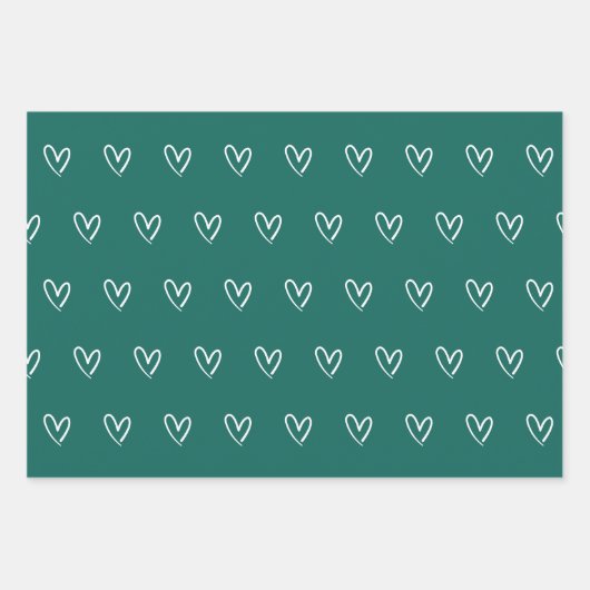 Emerald Green Minimalist Simple Heart Elegant Inpakpapier Vel (Voorkant 2)