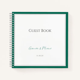 Emerald Green Minimalist Wedding Guest Book Eenvou Notitieboek