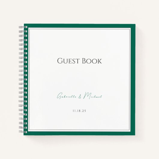 Emerald Green Minimalist Wedding Guest Book Eenvou Notitieboek (Voorkant)