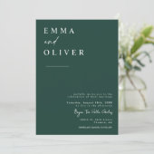 Emerald Green Minimalist Weduwfoto QR-code Kaart (Staand voorkant)