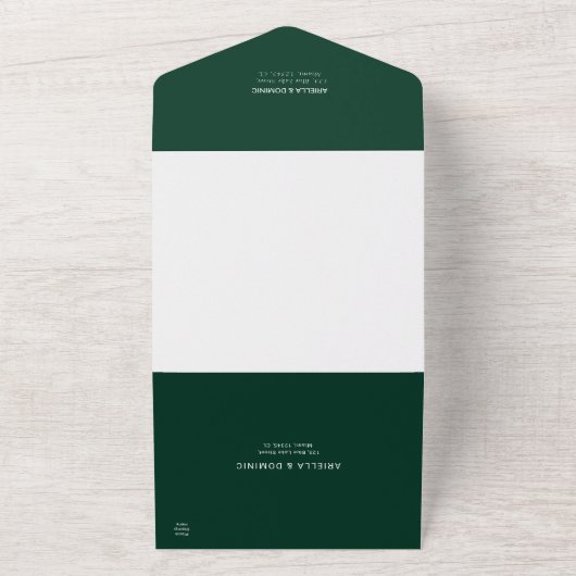 Emerald Green Minimalistic Wedding All In One Uitnodiging (Buitenkant)