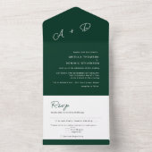 Emerald Green Minimalistic Wedding All In One Uitnodiging (Binnen)