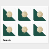 Emerald green minimalistisch modern monogram bedan vierkante sticker (Vel)