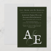Emerald Green minimalistisch monogram Kaart (Voorkant / Achterkant)