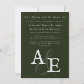 Emerald Green minimalistisch monogram Kaart (Voorkant)