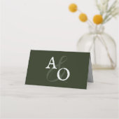 Emerald Green minimalistisch monogram Plaatskaartje (Achterkant)