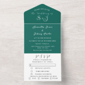 Emerald Green minimalistische bruiloft All In One Uitnodiging (Binnen)