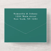 Emerald Green minimalistische bruiloft All In One Uitnodiging (Achterkant)