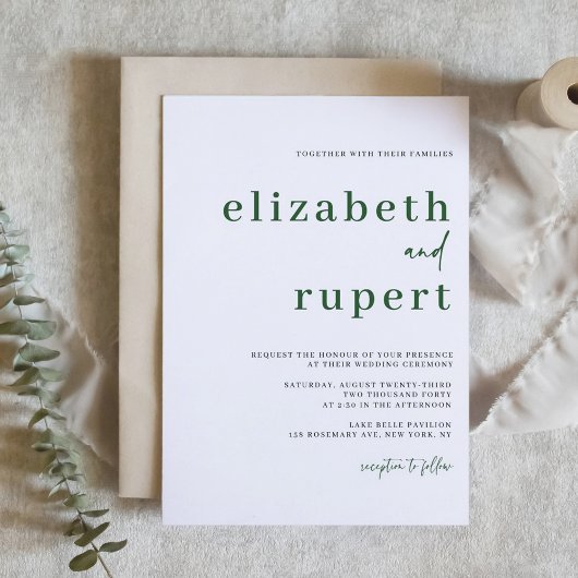 Emerald Green minimalistische Serif typografie bru Kaart