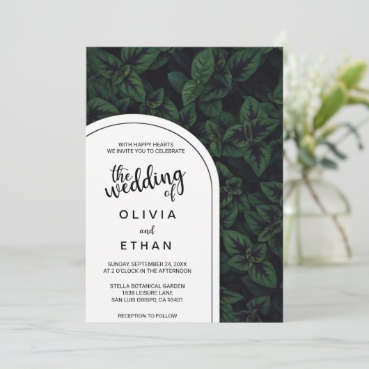 Emerald green mint chic Wedding Invitation Kaart (Staand voorkant)