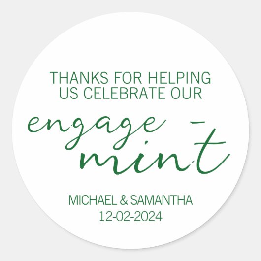 Emerald Green Mint Engagement Thank You Ronde Sticker (Voorkant)