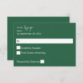 Emerald Green MOD Calligrafie bij maaltijdRSVP RSVP Kaartje (Voorkant / Achterkant)