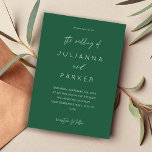 Emerald Green MOD Calligraphy Wedding Invitation Kaart<br><div class="desc">Haal je gasten in de stemming voor je bruiloft met je uitnodiging voor het Emerald Green MOD Calligraphy Wedding.</div>