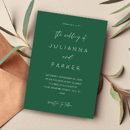 Emerald Green MOD Calligraphy Wedding Invitation Kaart